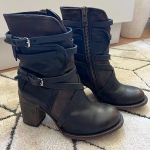 Freebird Baker Distressed Black Boots Size 8